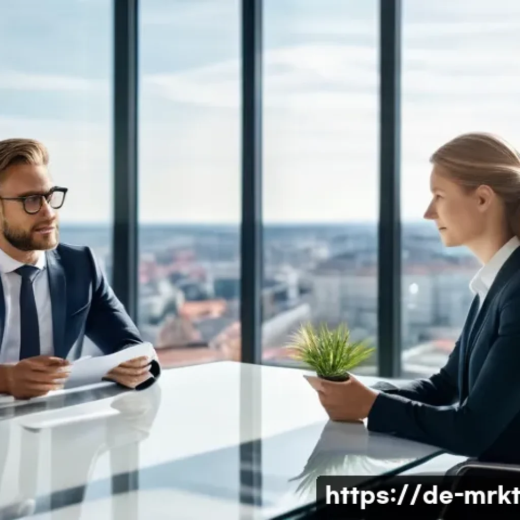 행동경제학과 협상 전략의 관계 - A professional negotiation scene in a modern German office setting, two businesspeople – a man and a...