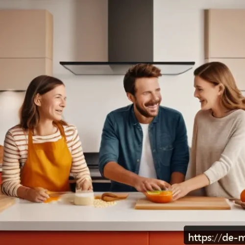 Home 15 행동경제학적 광고 효과 분석 방법 - A warm, inviting advertisement scene featuring a happy German family in a modern kitchen setting, al...